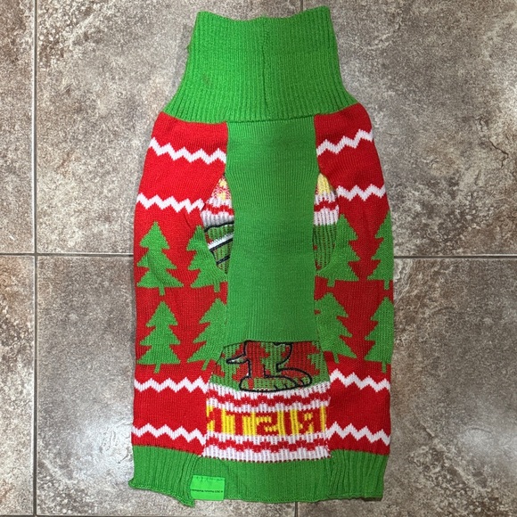 Peanuts Green and Red Christmas Dog Sweater - Picture 2 of 2